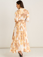 Kate & Pippa Azure Midi Dress In Gold/Ivory Print-Kate & Pippa