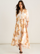 Kate & Pippa Azure Midi Dress In Gold/Ivory Print-Kate & Pippa