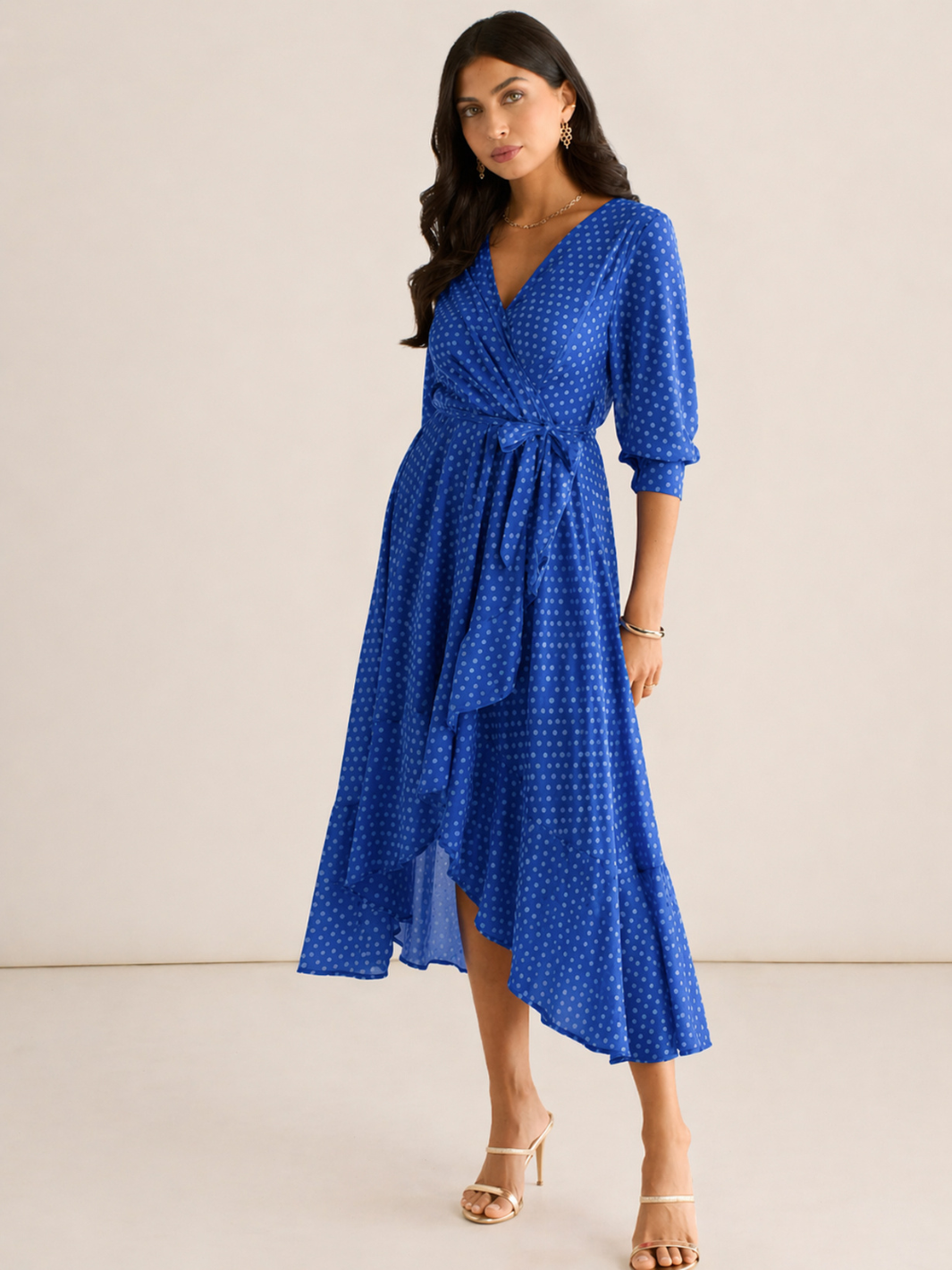 Kate & Pippa Ballerina Midi Dress In Blue Print-Kate & Pippa