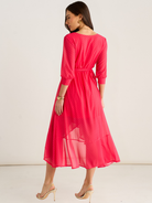Kate & Pippa Ballerina Midi Dress In Coral Print-Kate & Pippa