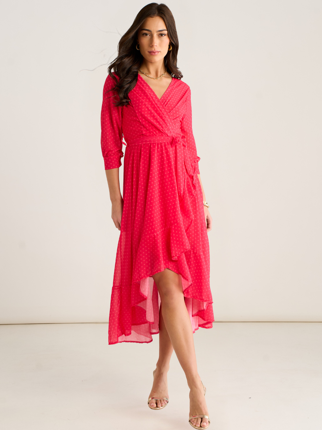 Kate & Pippa Ballerina Midi Dress In Coral Print-Kate & Pippa