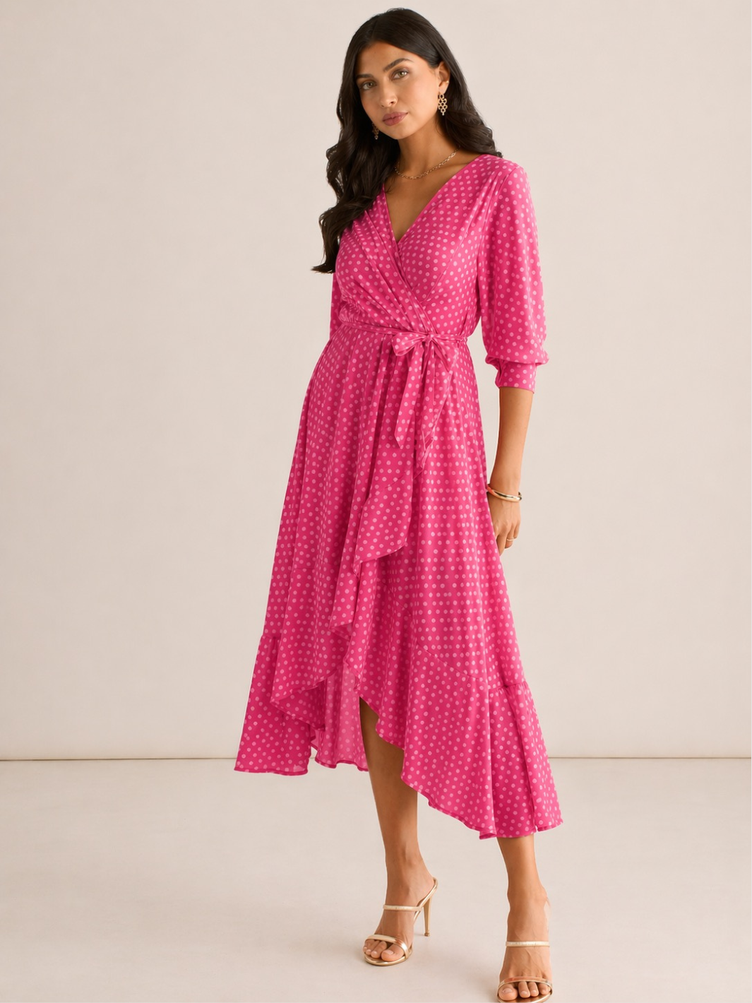 Kate & Pippa Ballerina Midi Dress In Pink Print-Kate & Pippa