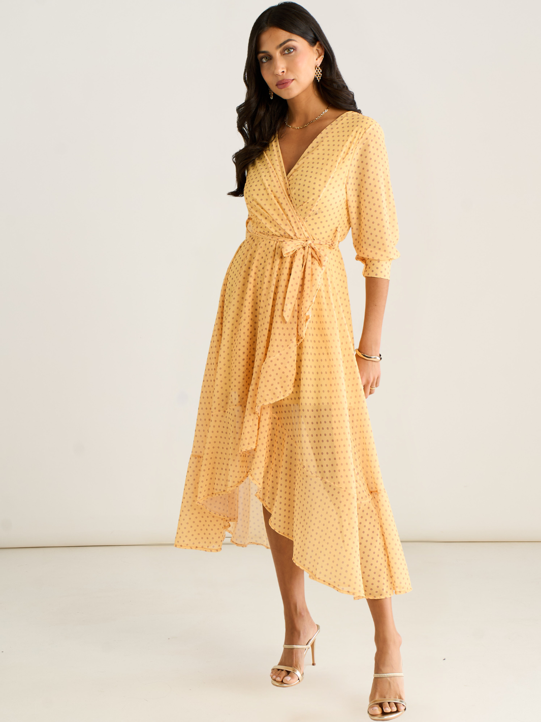 Kate & Pippa Ballerina Midi Dress In Yellow Print-Kate & Pippa