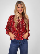 Kate & Pippa Bella Band Top In Berry Abstract Print-Kate & Pippa Autumn/Winter Ladies Clothing