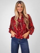 Kate & Pippa Bella Band Top In Berry Abstract Print-Kate & Pippa Autumn/Winter Ladies Clothing