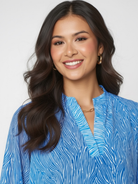 Kate & Pippa Bella Band Top In Blue Print-Nicola Ross