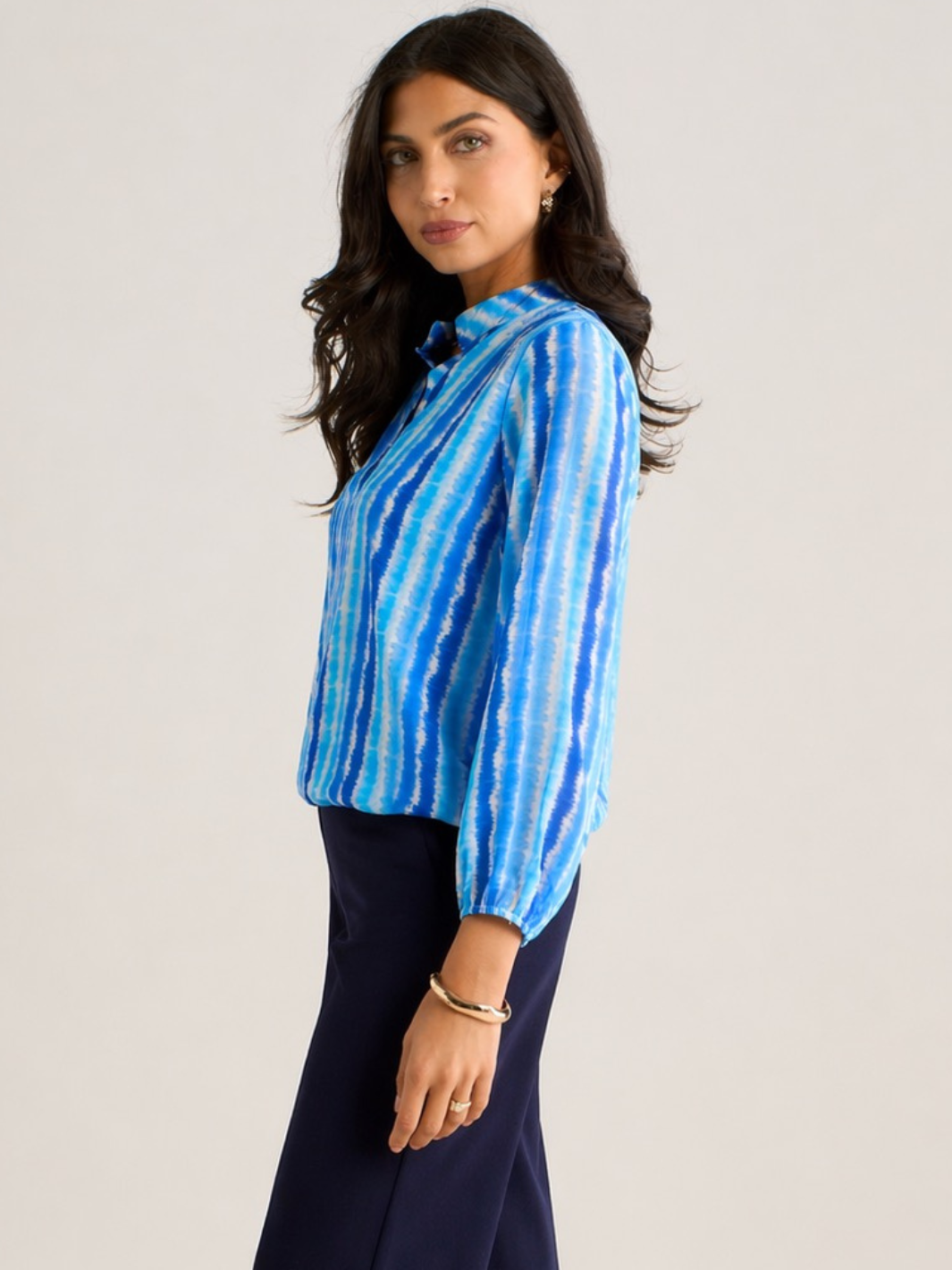 Kate & Pippa Bella Band Top In Blue Wave Print-Kate & Pippa