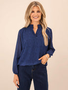 Kate & Pippa Bella Band Top In Blue-Nicola Ross