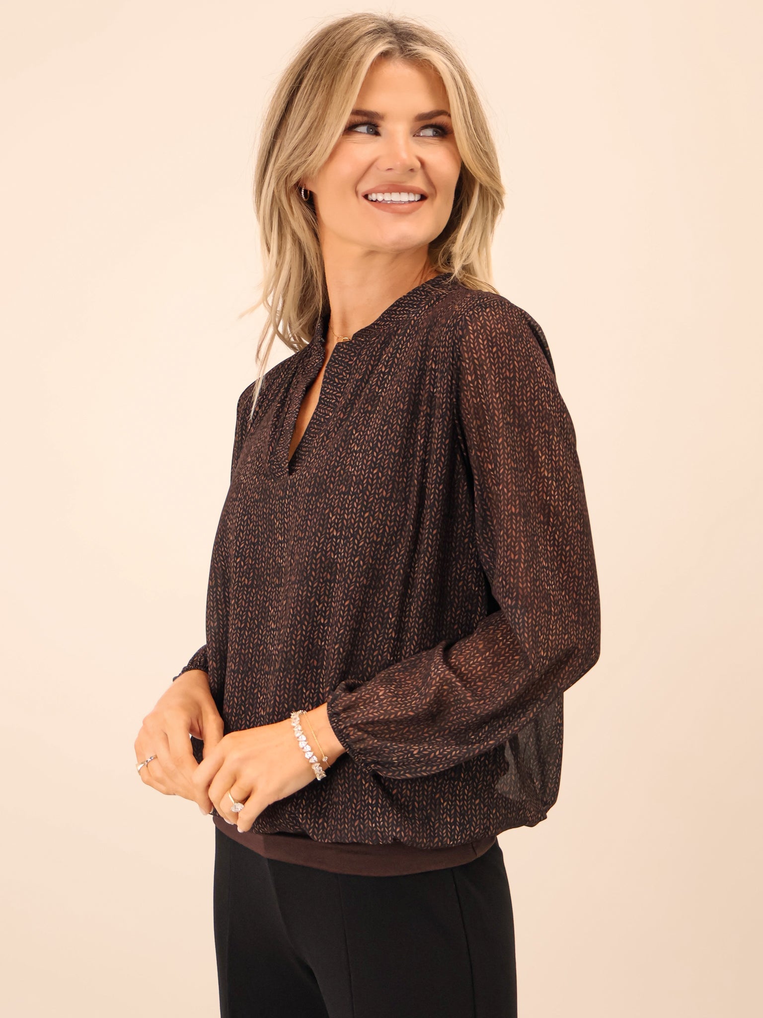 Kate & Pippa Bella Band Top In Brown-Kate & Pippa