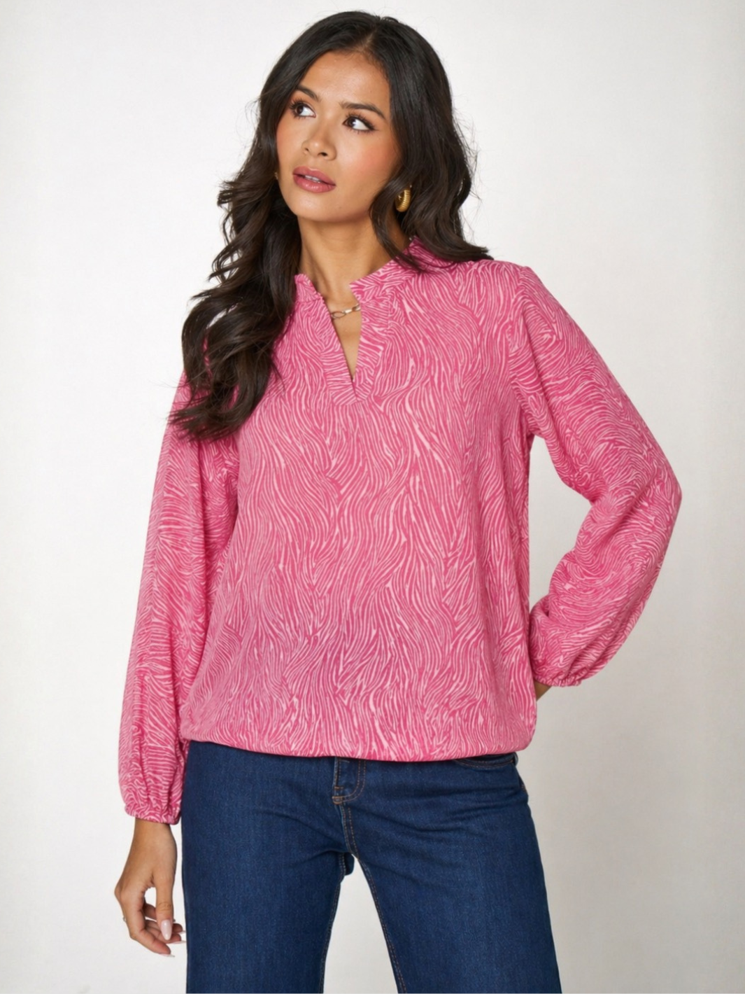 Kate & Pippa Bella Band Top In Cerise Pink Print-Kate & Pippa