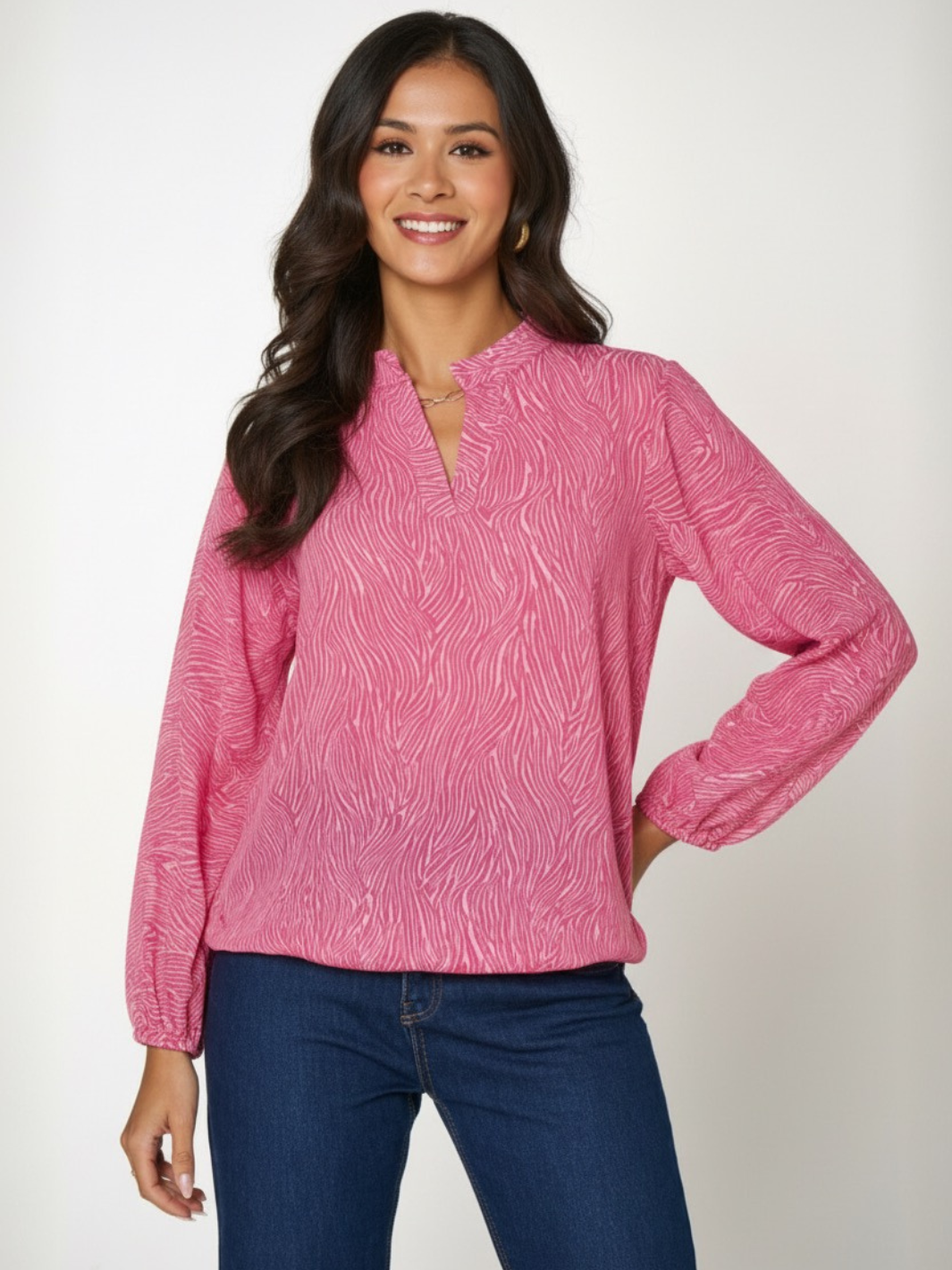 Kate & Pippa Bella Band Top In Cerise Pink Print-Kate & Pippa