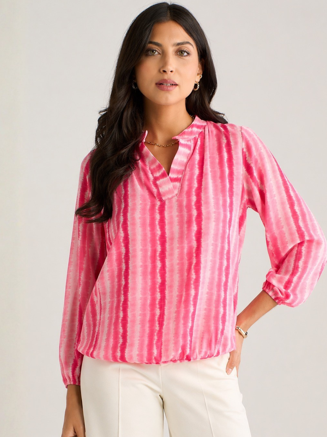 Kate & Pippa Bella Band Top In Cerise Wave Print-Kate & Pippa