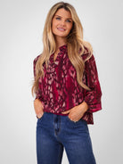 Kate & Pippa Bella Band Top In Magenta Abstract Print-Kate & Pippa Autumn/Winter Ladies Clothing