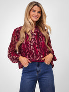 Kate & Pippa Bella Band Top In Magenta Abstract Print-Kate & Pippa Autumn/Winter Ladies Clothing