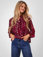 Kate & Pippa Bella Band Top In Magenta Abstract Print-Kate & Pippa Autumn/Winter Ladies Clothing