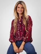 Kate & Pippa Bella Band Top In Magenta Abstract Print-Kate & Pippa Autumn/Winter Ladies Clothing