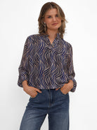 Kate & Pippa Bella Band Top In Navy Animal-Kate & Pippa