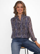 Kate & Pippa Bella Band Top In Navy Animal-Kate & Pippa