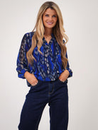 Kate & Pippa Bella Band Top In Royal Blue Abstract Print-Kate & Pippa Autumn/Winter Ladies Clothing
