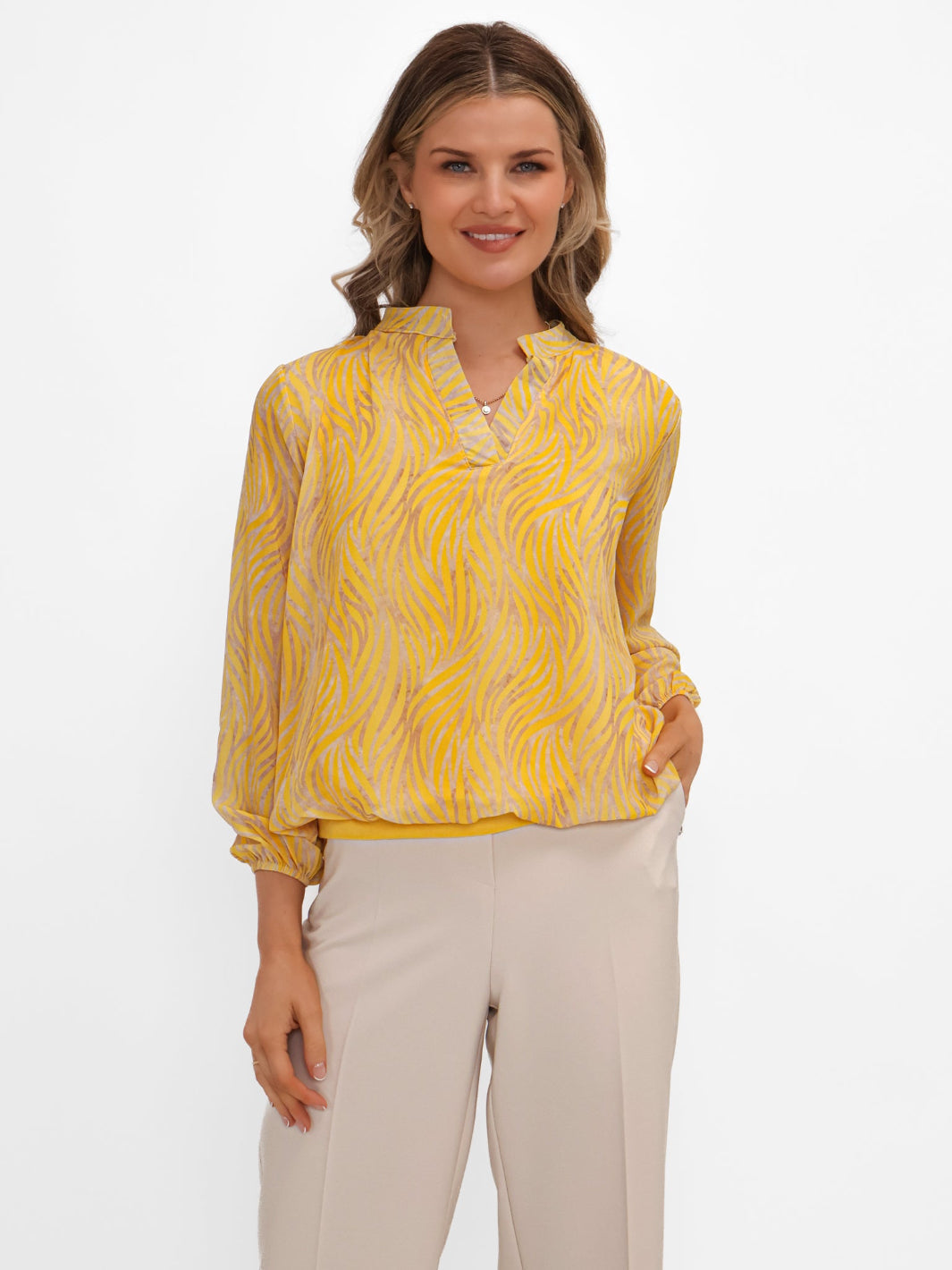 Kate & Pippa Bella Band Top In Yellow Animal-Kate & Pippa
