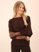 Kate & Pippa Blakely Lace Knit In Chocolate Brown-Kate & Pippa