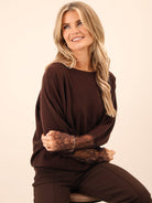 Kate & Pippa Blakely Lace Knit In Chocolate Brown-Kate & Pippa