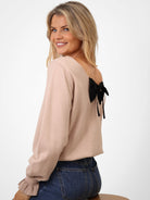 Kate & Pippa Bliss Bow Knit Jumper In Beige-Kate & Pippa Autumn/Winter Ladies Clothing