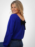 Kate & Pippa Bliss Bow Knit Jumper In Blue-Kate & Pippa Autumn/Winter Ladies Clothing