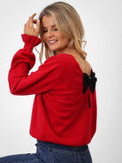 Kate & Pippa Bliss Bow Knit Jumper In Red-Kate & Pippa Autumn/Winter Ladies Clothing