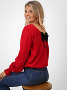 Kate & Pippa Bliss Bow Knit Jumper In Red-Kate & Pippa Autumn/Winter Ladies Clothing