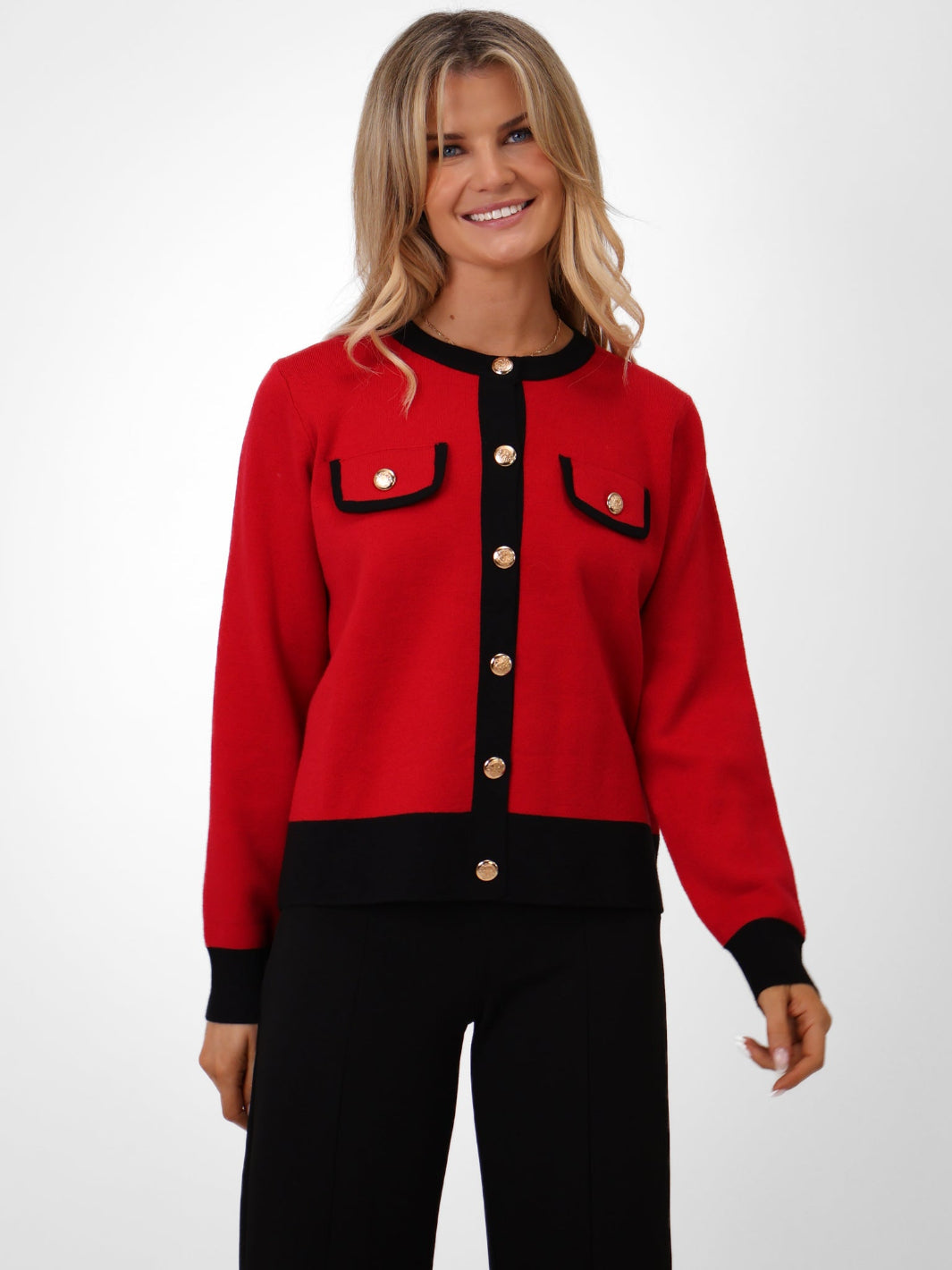 Kate & Pippa Coco Knit In Red / Black-Kate & Pippa Autumn/Winter Ladies Clothing