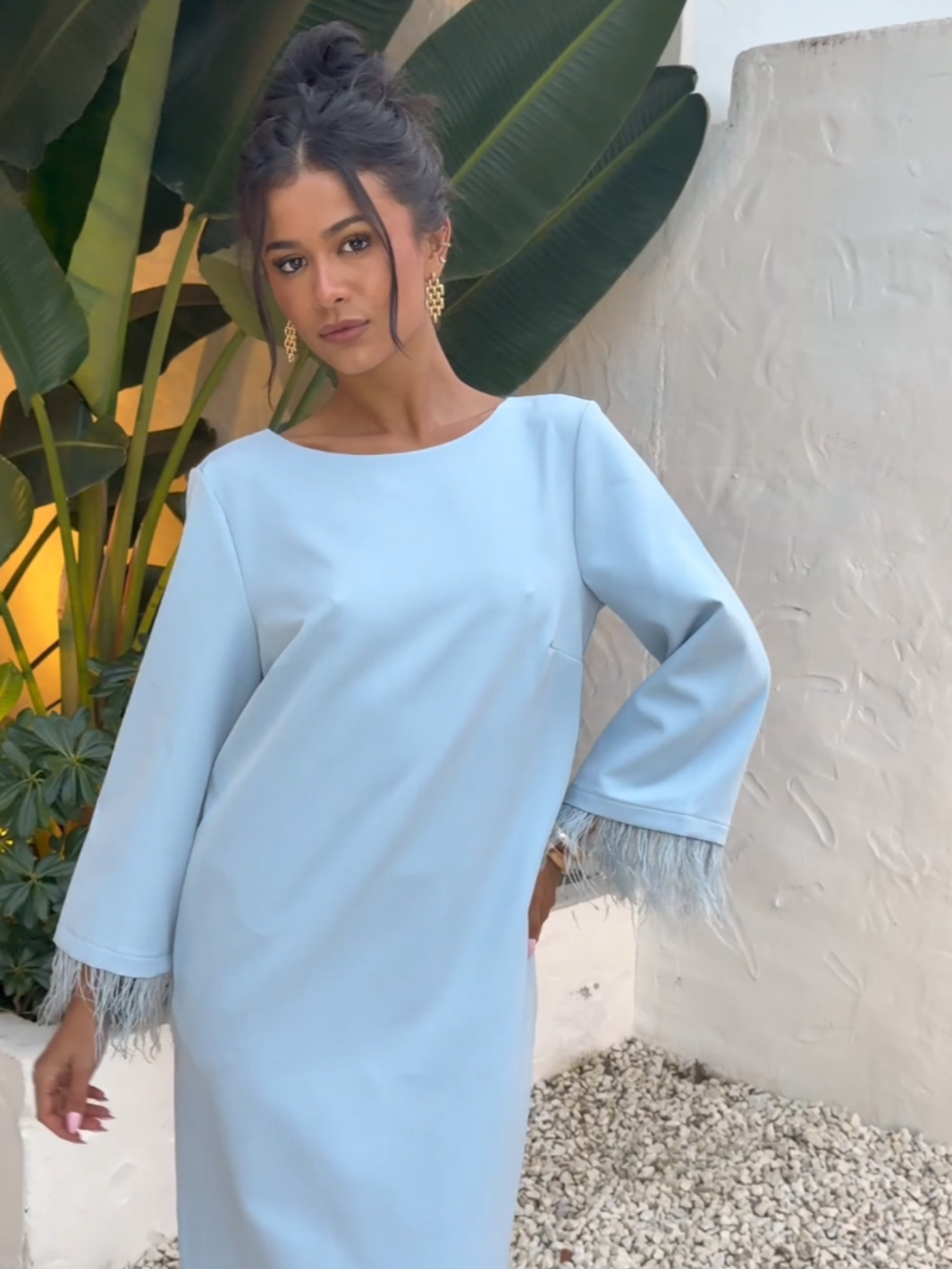 Kate & Pippa Dakota Mini Shift Dress In Light Blue-Kate & Pippa