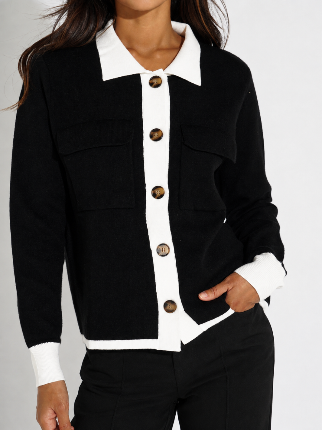 Kate & Pippa Dani Cardigan In Black / White-Kate & Pippa