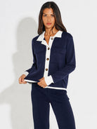 Kate & Pippa Dani Cardigan In Navy / White-Kate & Pippa