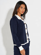 Kate & Pippa Dani Cardigan In Navy / White-Kate & Pippa