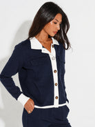 Kate & Pippa Dani Cardigan In Navy / White-Kate & Pippa