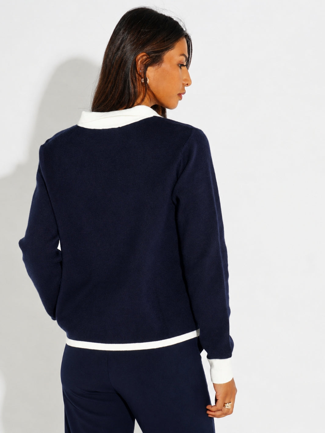 Kate & Pippa Dani Cardigan In Navy / White-Kate & Pippa