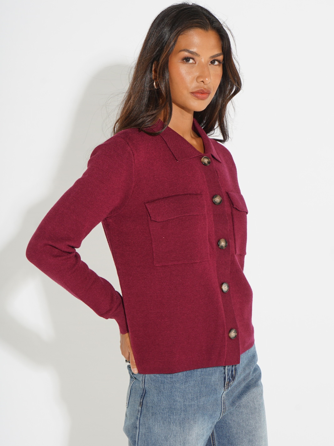Kate & Pippa Dani Cardigan In Plum-Kate & Pippa