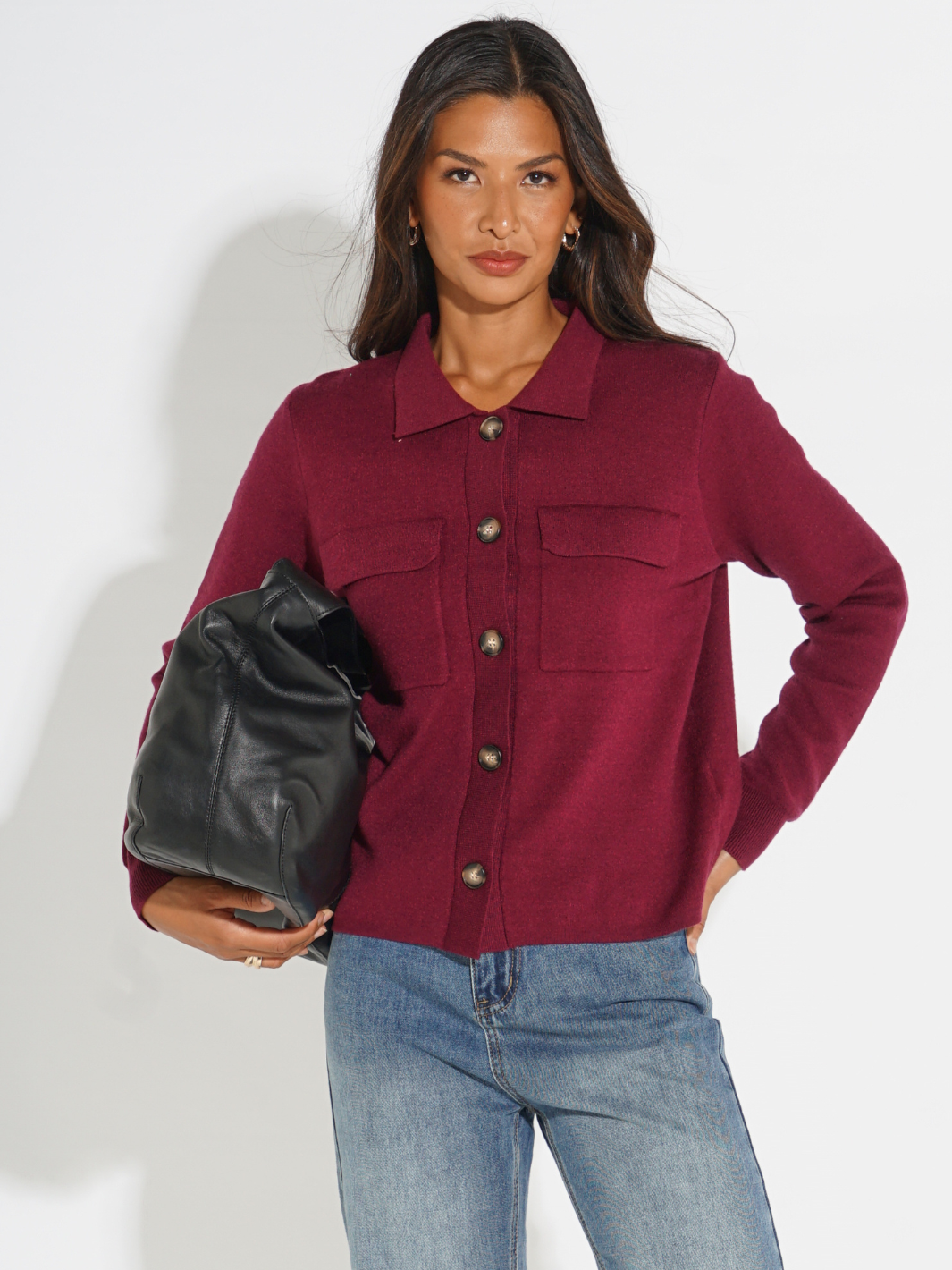 Kate & Pippa Dani Cardigan In Plum-Kate & Pippa