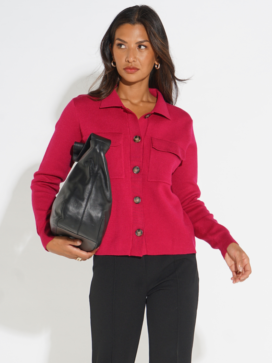 Kate & Pippa Dani Cardigan In Raspberry-Kate & Pippa
