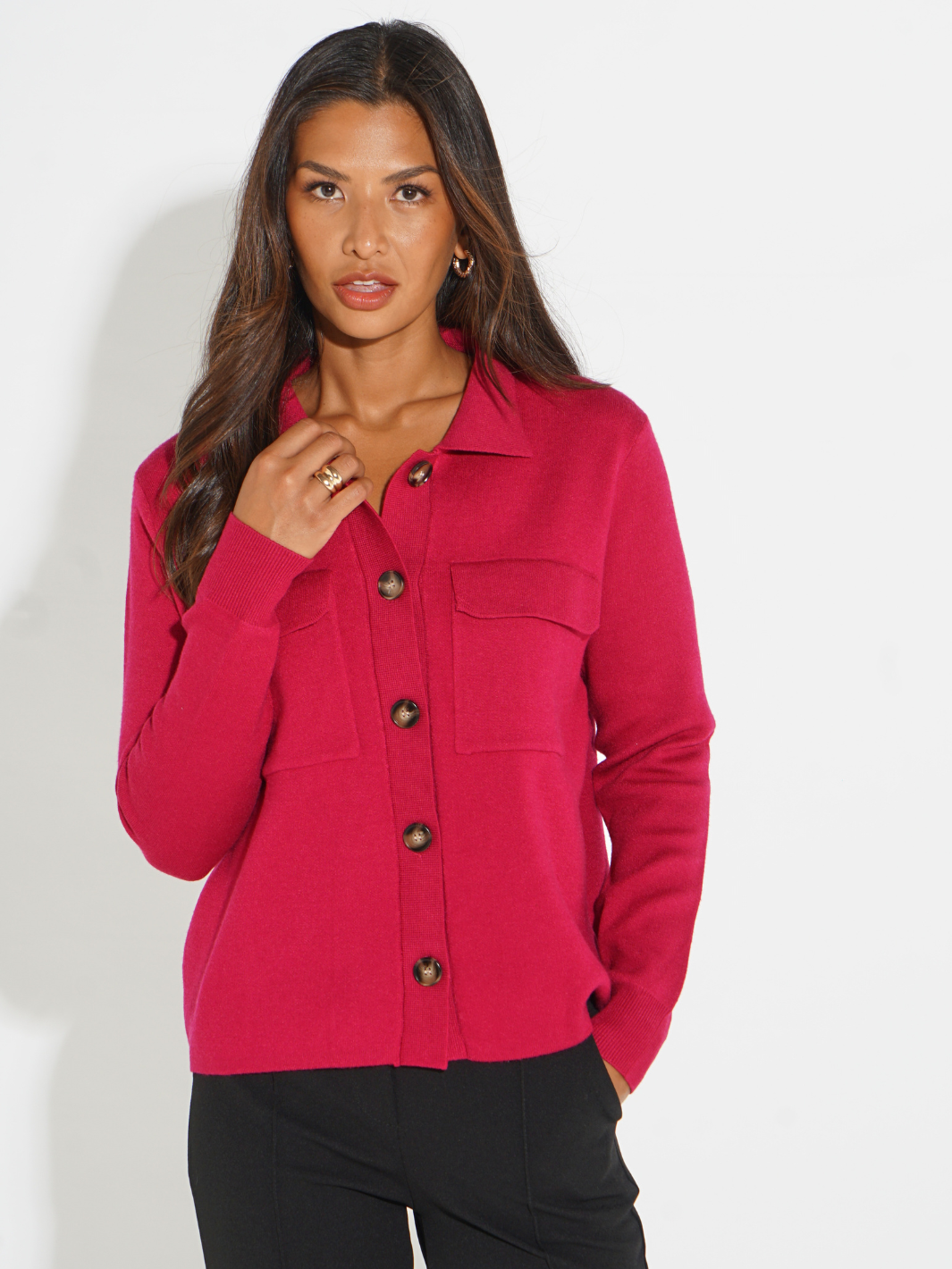 Kate & Pippa Dani Cardigan In Raspberry-Kate & Pippa