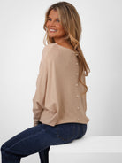 Kate & Pippa Elba Pearl Detail Knit Jumper In Beige-Kate & Pippa Autumn/Winter Ladies Clothing