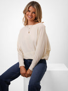 Kate & Pippa Elba Pearl Detail Knit Jumper In Cream-Kate & Pippa Autumn/Winter Ladies Clothing