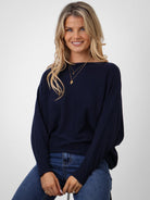Kate & Pippa Elba Pearl Detail Knit Jumper In Navy-Kate & Pippa Autumn/Winter Ladies Clothing