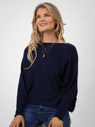 Kate & Pippa Elba Pearl Detail Knit Jumper In Navy-Kate & Pippa Autumn/Winter Ladies Clothing