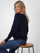 Kate & Pippa Elba Pearl Detail Knit Jumper In Navy-Kate & Pippa Autumn/Winter Ladies Clothing