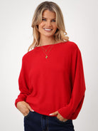 Kate & Pippa Elba Pearl Detail Knit Jumper In Red-Kate & Pippa Autumn/Winter Ladies Clothing