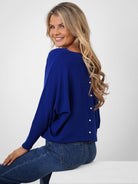 Kate & Pippa Elba Pearl Detail Knit Jumper In Royal Blue-Kate & Pippa Autumn/Winter Ladies Clothing