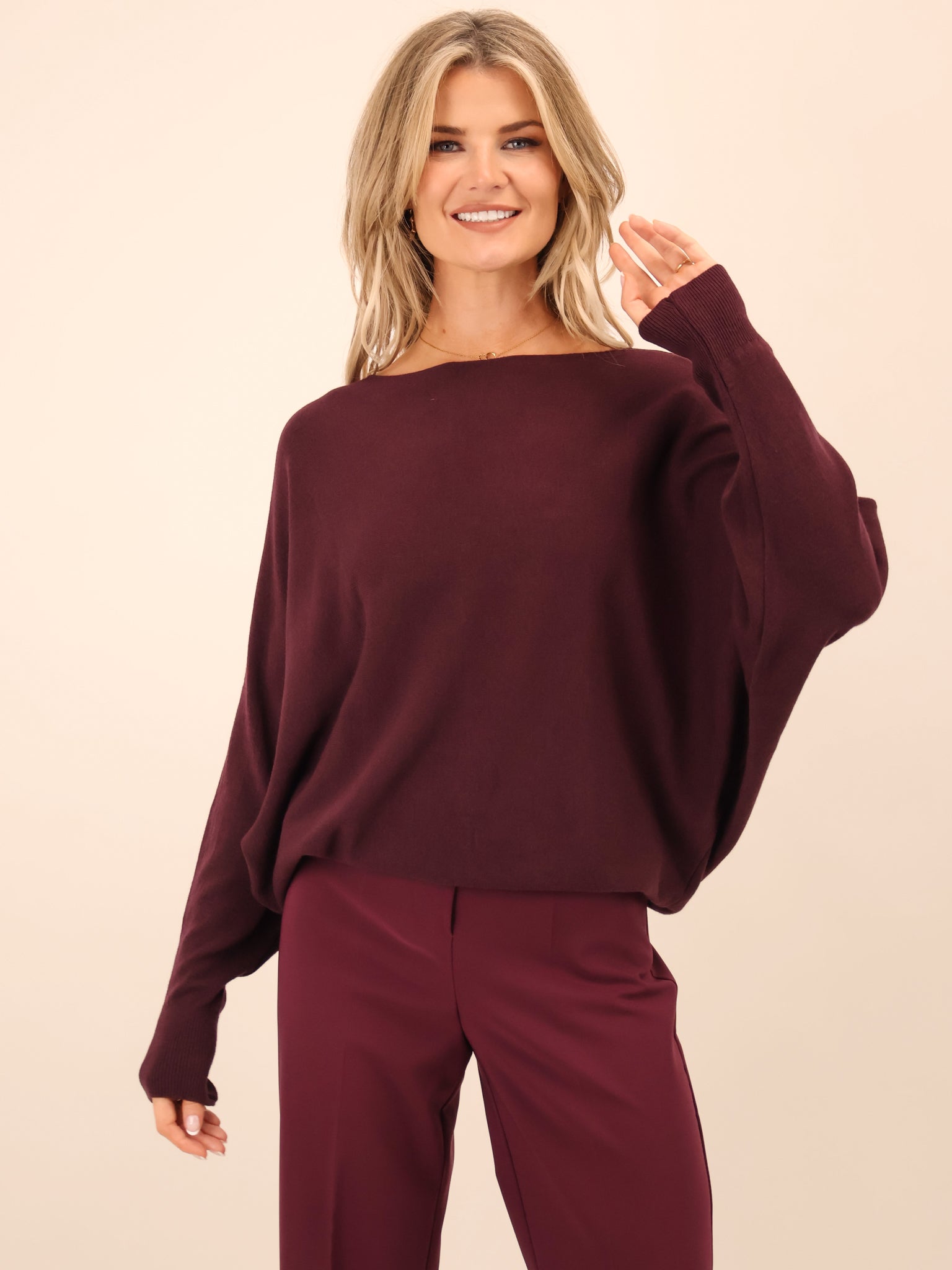 Kate & Pippa Elba Pearl Knit In Mulberry-Kate & Pippa