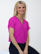 Kate & Pippa Eva Zip Top In Magenta-Kate & Pippa